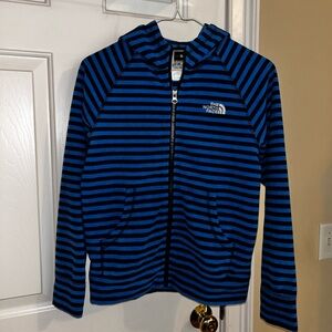 The North Face Fleece Blue and Navy Striped Hoodie- Kids